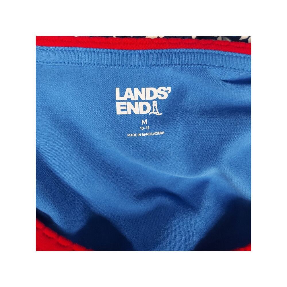 Lands End Long Sleeve Crewneck T Shirt Womens M 10-12 Blue Red - Picture 2 of 3